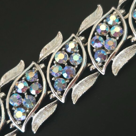 Vintage Coro Blue AB Rhinestone Bracelet - Picture 5 of 8